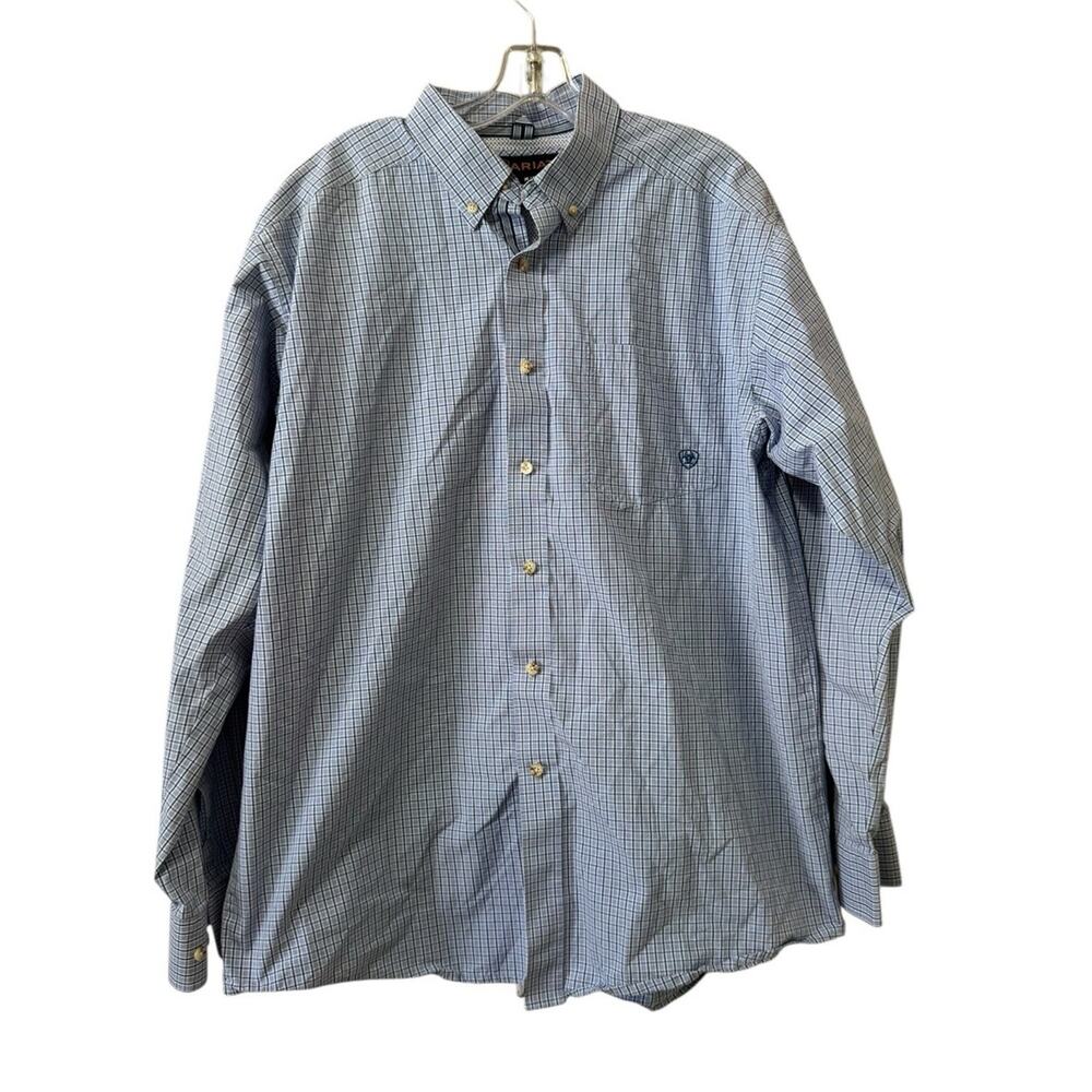 Ariat Pro Series Men Button Down Shirt Size Large Cotton Blend Western Cowboy‎